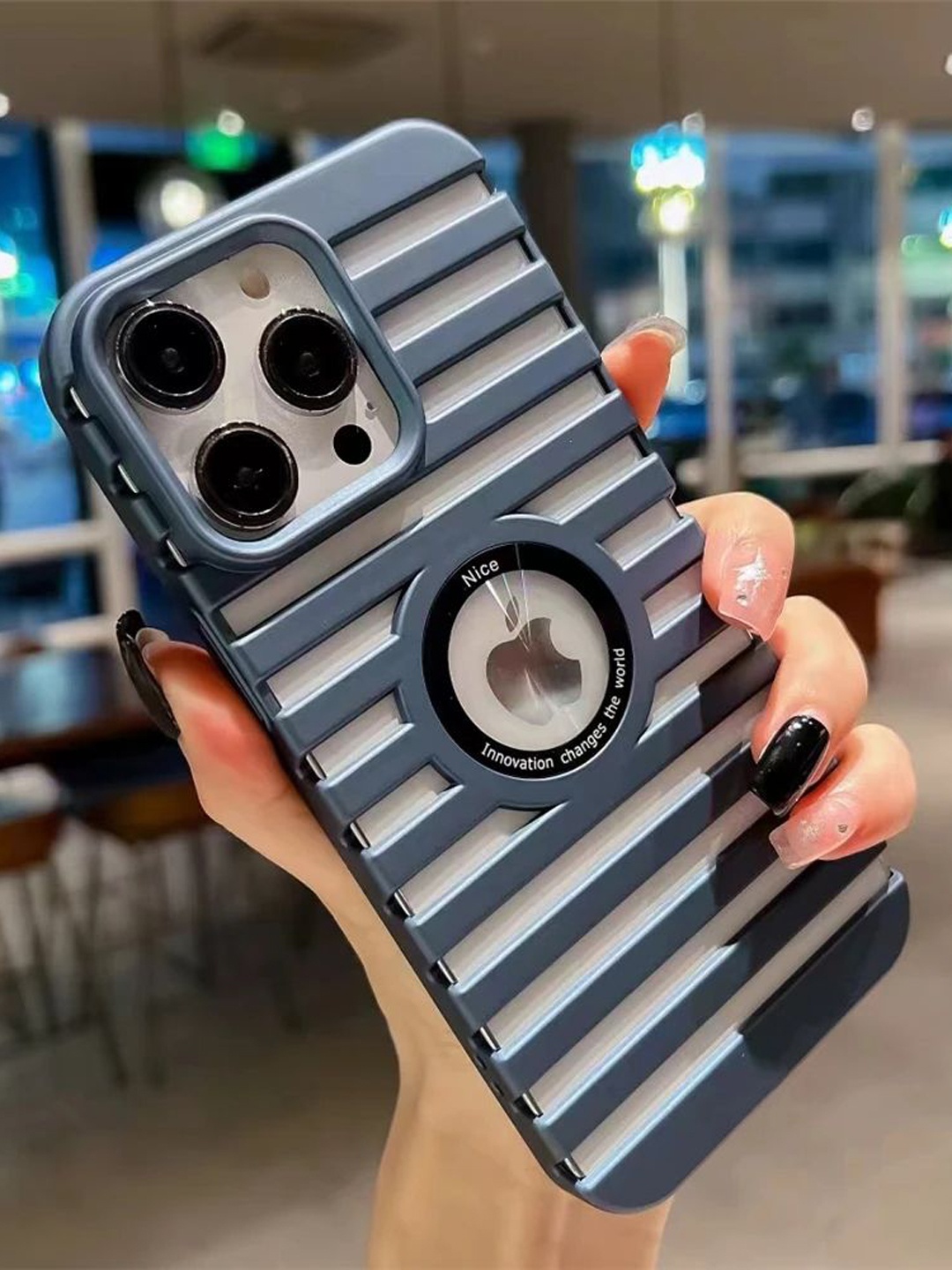 

Luxury Kase Solid Printed iPhone 14 Pro Back Case Mobile Accessories, Blue