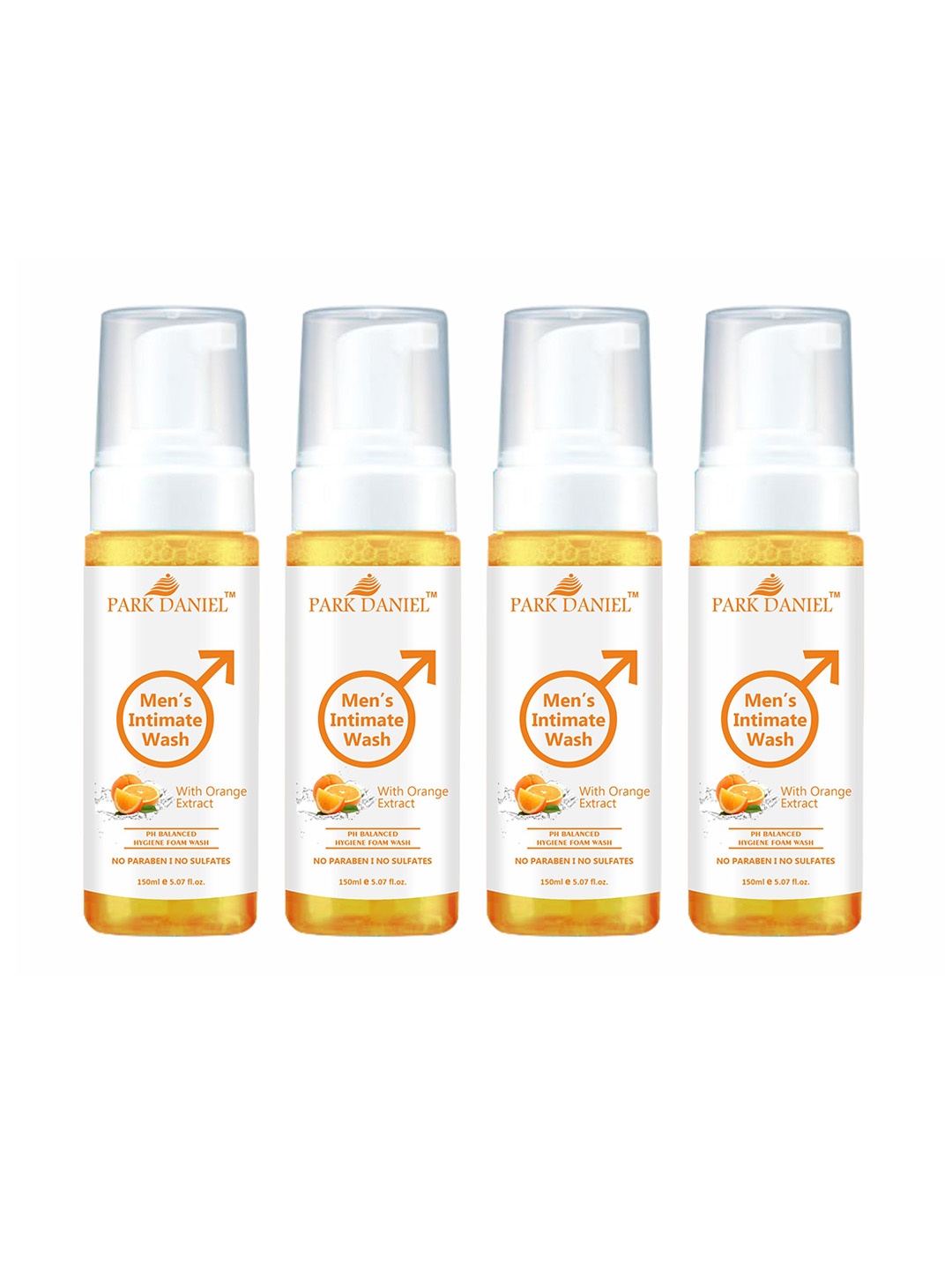 

Park Daniel Set Of 4 Men's Intimate Wash With Orange Extract- 150 ml Each