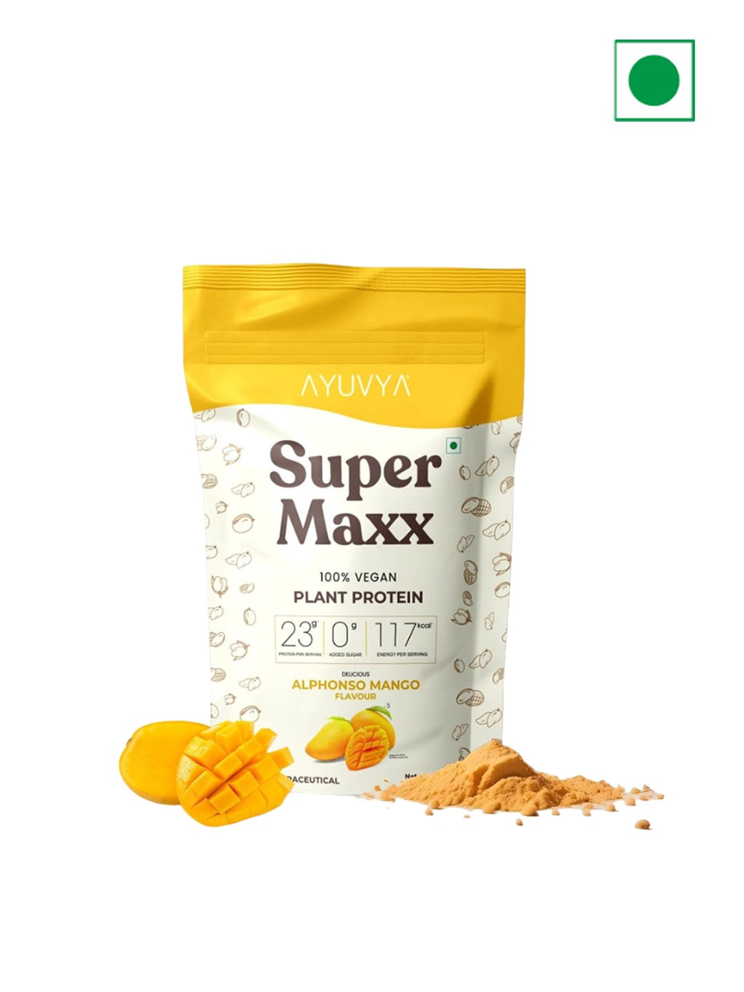 

Ayuvya Super Maxx Plant Based Protein - 500 g - Mango Flavor, White