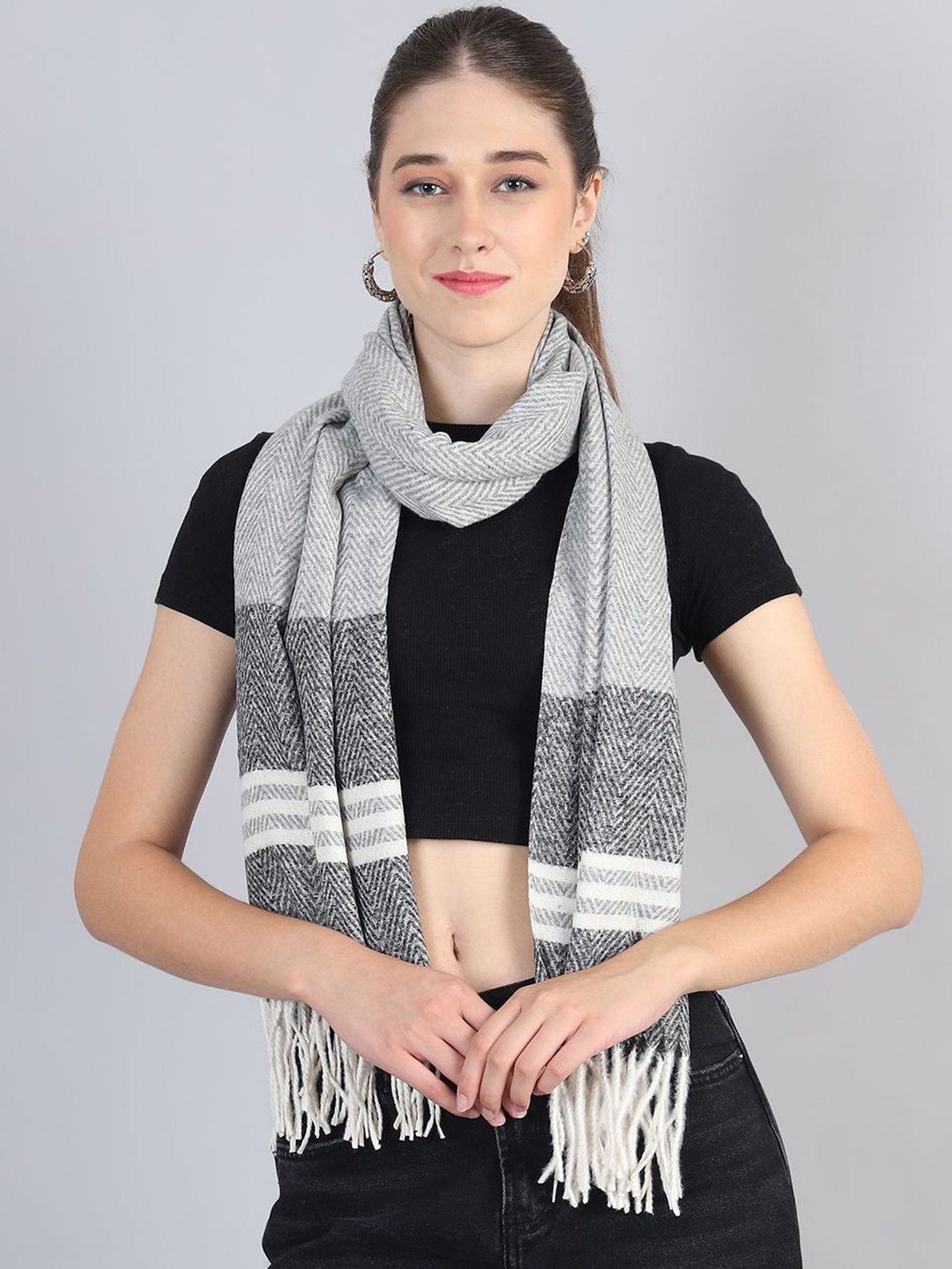 

ELLIS Women Self Design Mufflers, Black