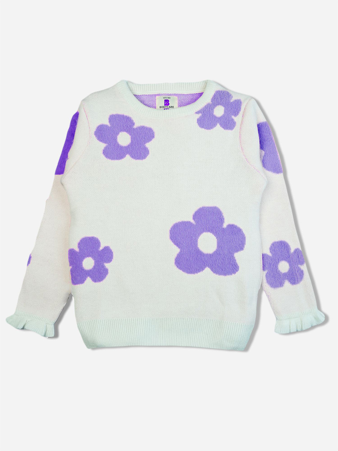 

Bodycare Girls Floral Printed Woollen Pullover, White