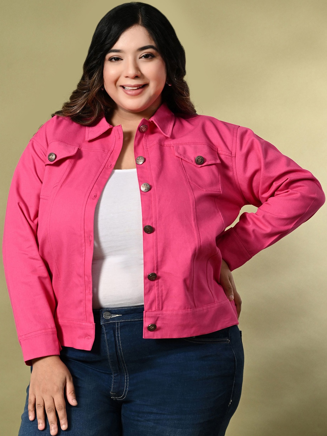 

Funday Fashion Women Denim Jacket, Pink