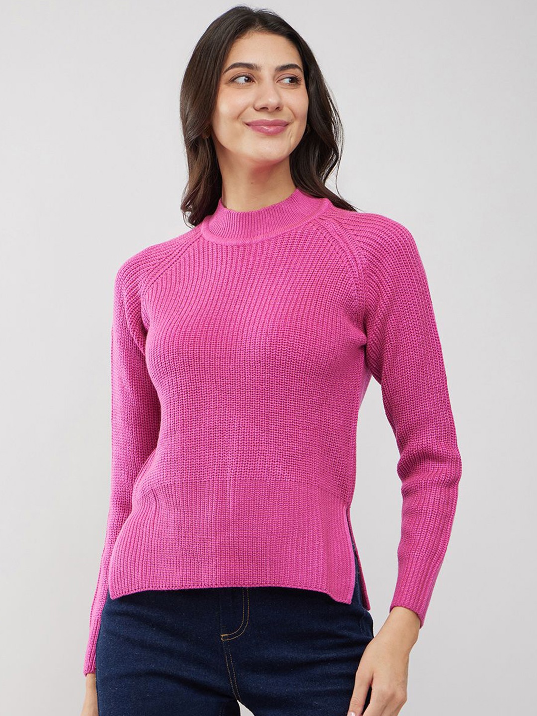 

FableStreet Women Cable Knit Pullover Sweater, Pink