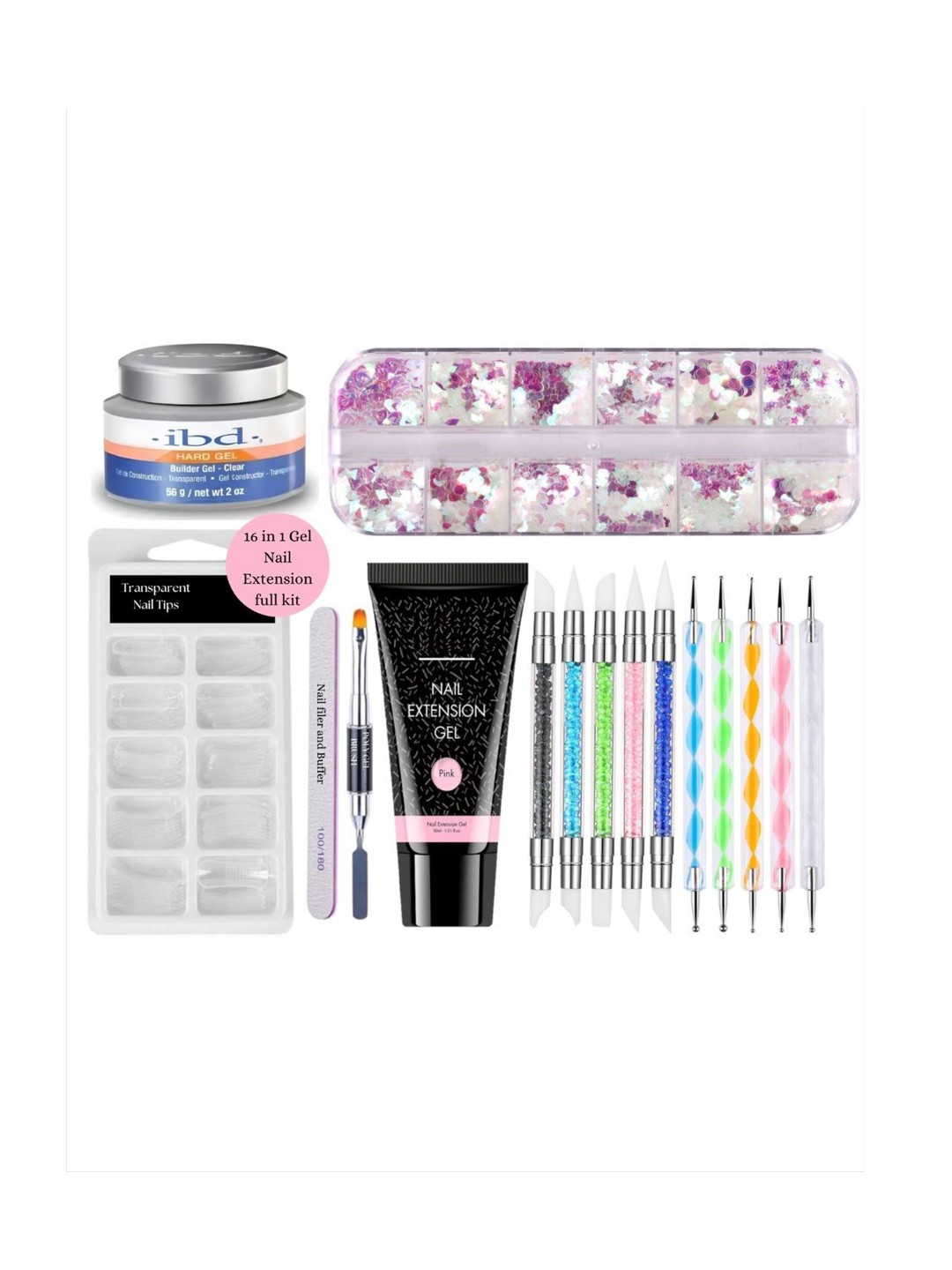

NANCY AJRAM Set Of 16-In-1 Ultimate Complete Builder Gel Nail Art Set, White