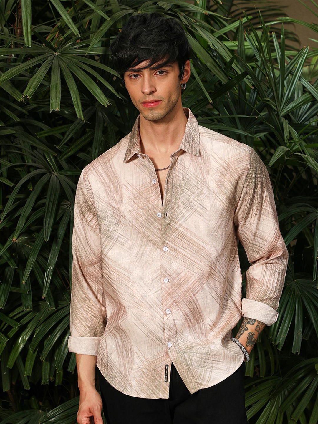 

Campus Sutra Men Comfort Opaque Printed Casual Shirt, Beige
