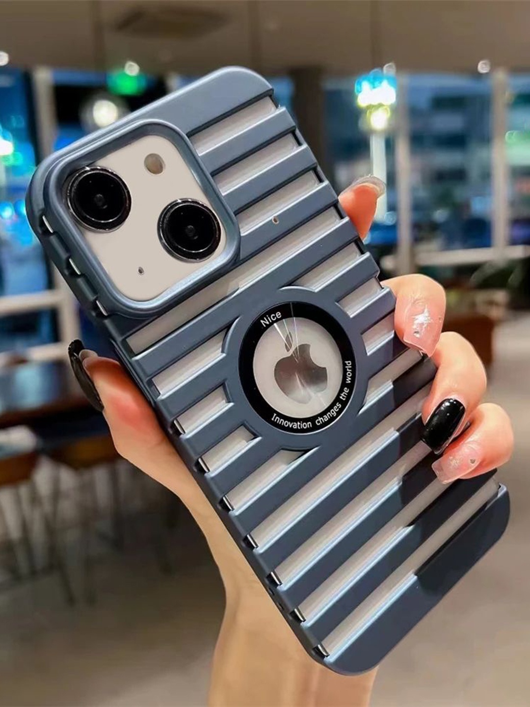 

Luxury Kase Solid Printed iPhone 14 Back Case Mobile Accessories, Blue