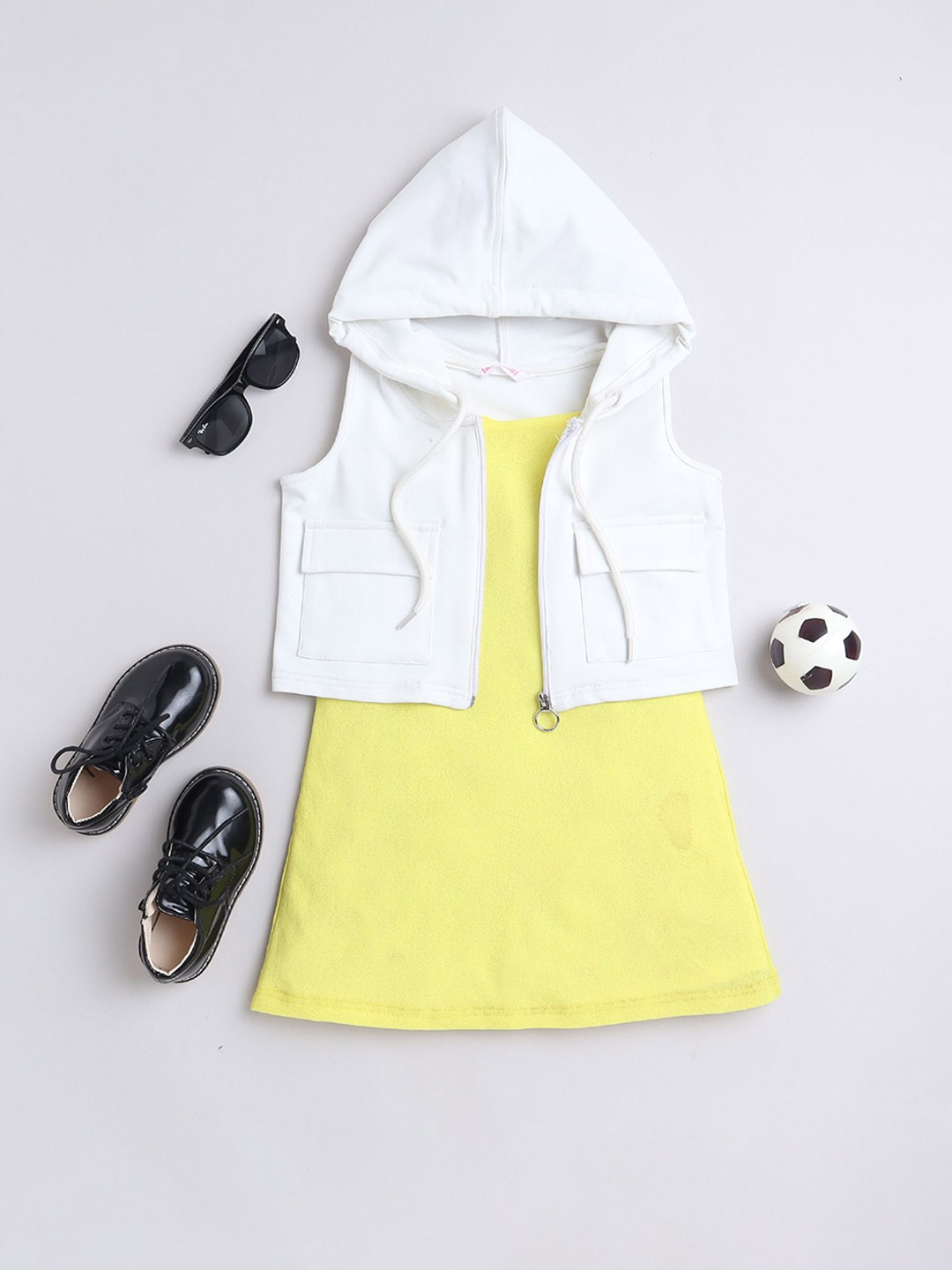 

taffykids Girls Hooded Sleeveless Sheath Dress, Yellow