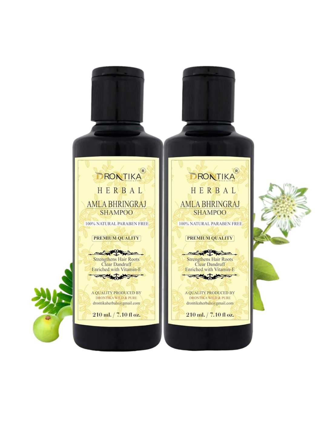 

DRONTIKA Set Of 2 Herbal Natural Amla Bhringraj Shampoo- 210 ml Each, White