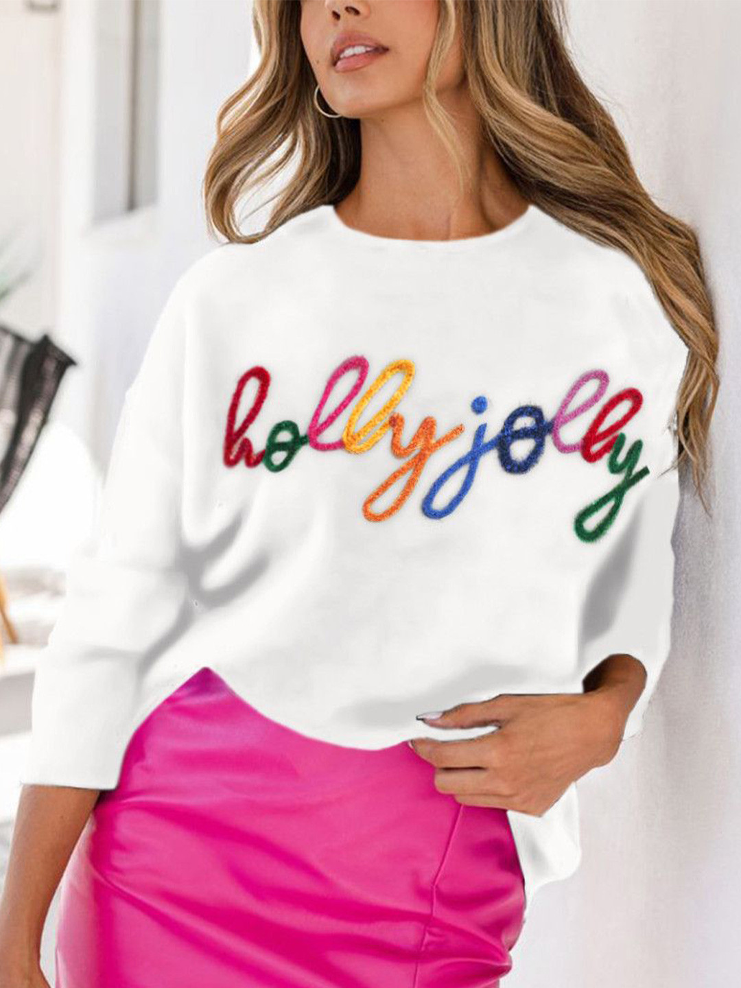 

StyleCast Women Typography Printed Pullover, White