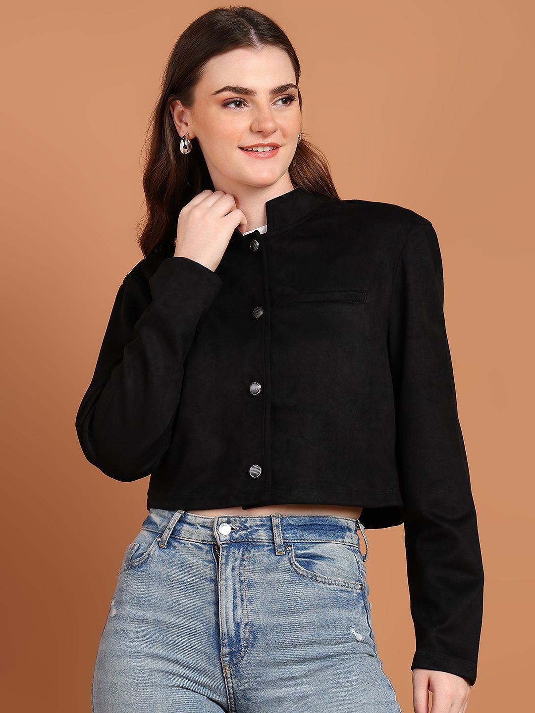 

Mast & Harbour Women Crop Tailored Jacket, Black