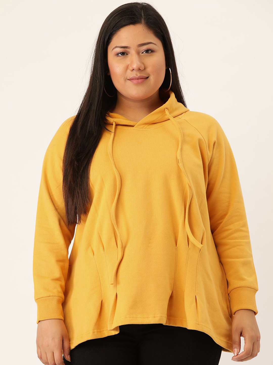 

theRebelinme Women Plus Size Hooded Sweatshirt, Mustard