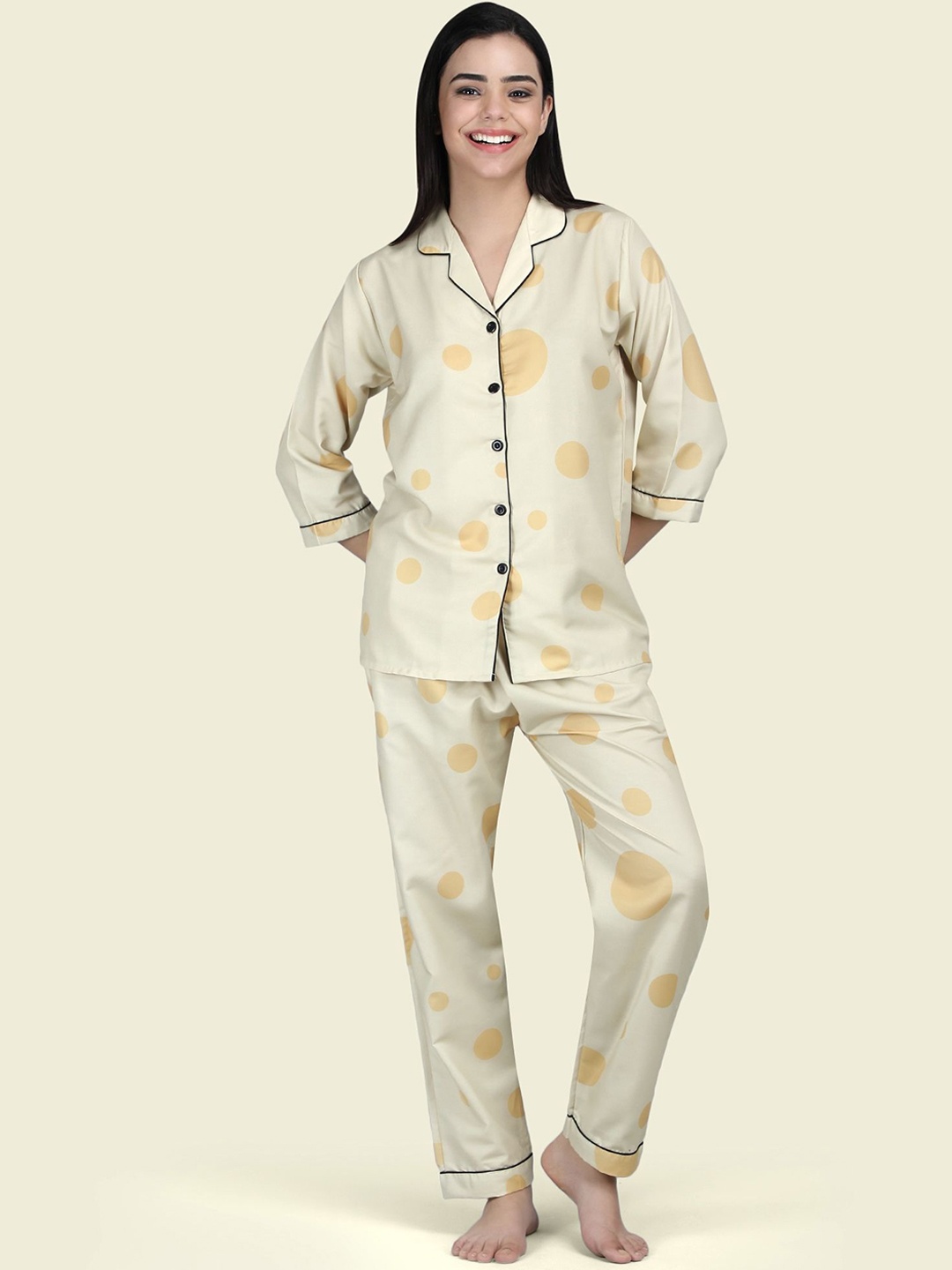 

ALL ABOUT HER Women Printed Night suit, Yellow