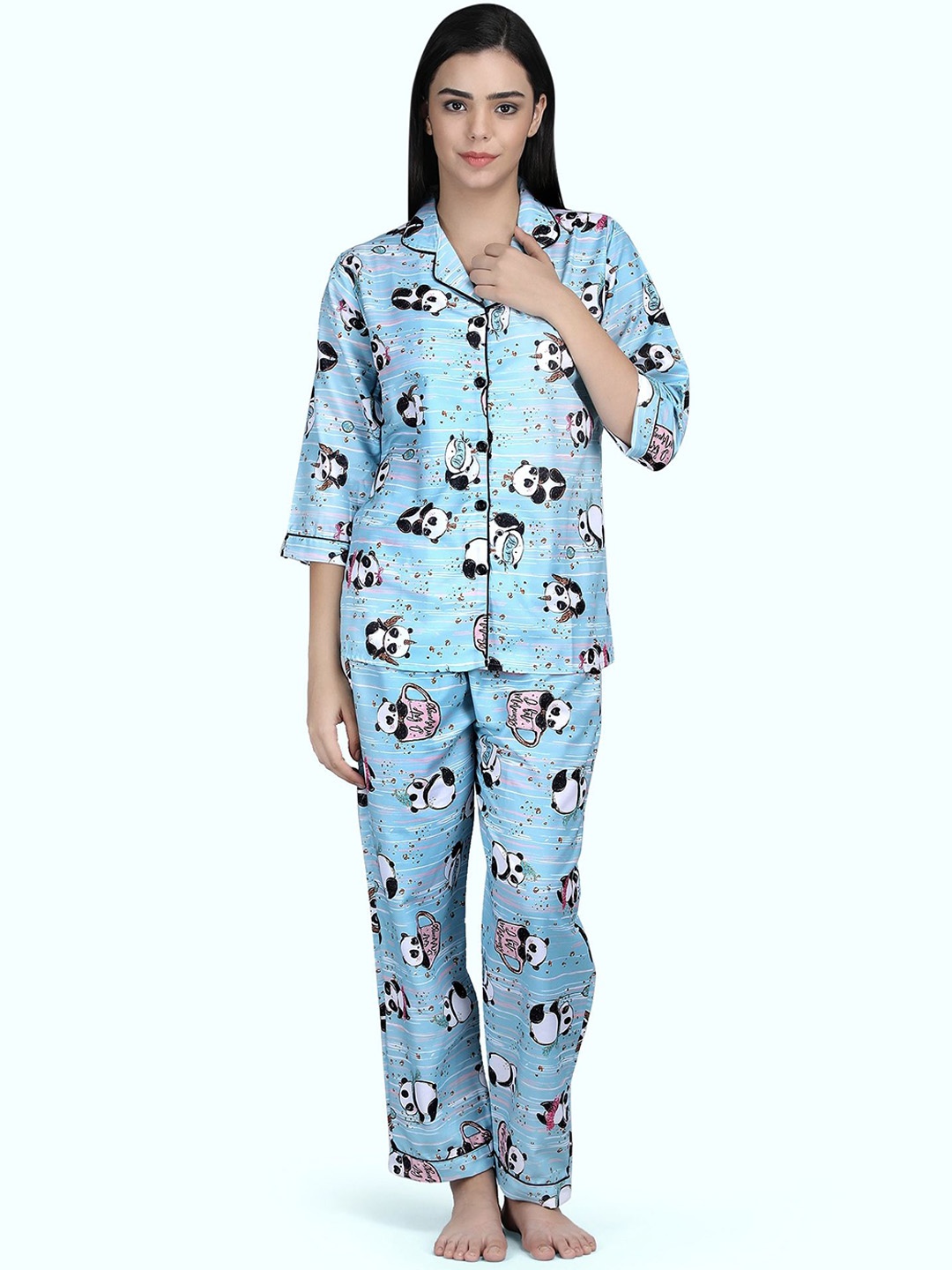 

ALL ABOUT HER Women Printed Night suit, Blue