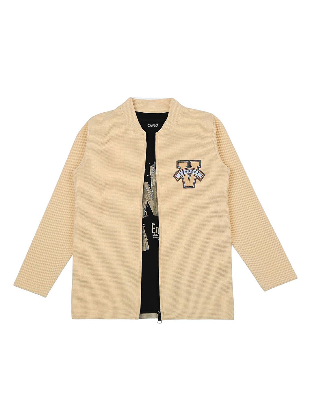 

CAVIO Boys Set of Tailored Jacket & Printed T-shirt, Cream