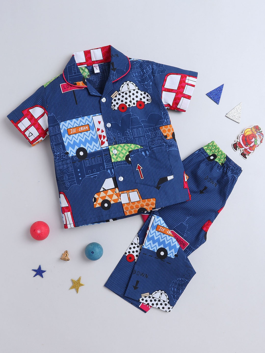 

The Magic Wand Boys Pure Cotton Printed Night suit, Blue