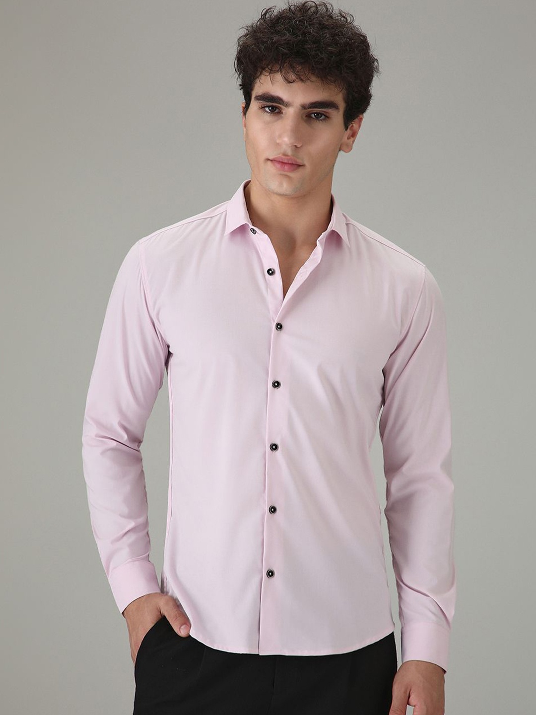 

Banana Club Men Classic Slim Fit Wrinkle Free Semiformal Shirt, Pink