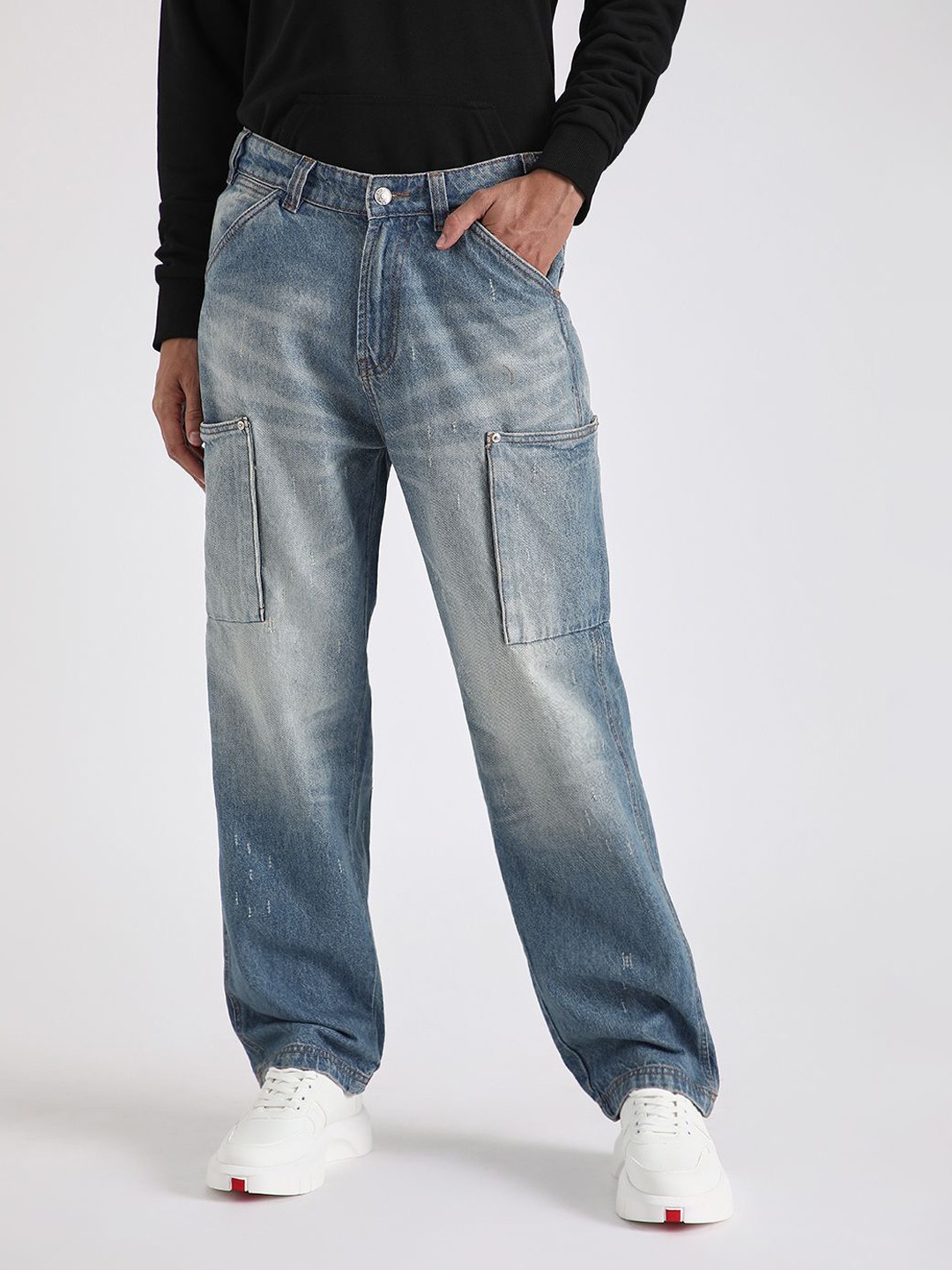 

Banana Club Men Classic Relaxed Fit Cat Scratches Heavy Fade Jeans, Blue