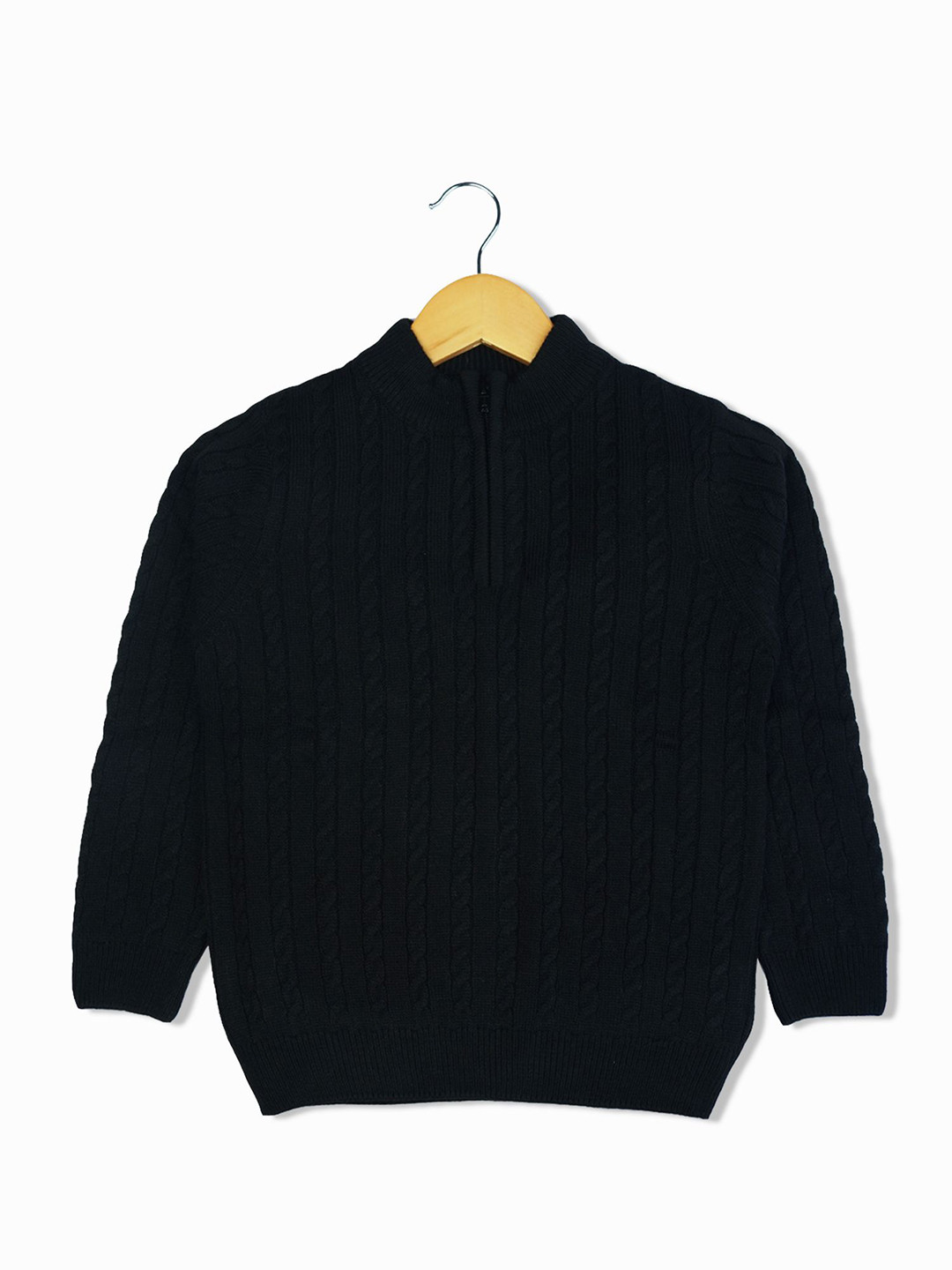 

Bodycare Boys Cable Knit Round Neck Long Sleeves Woollen Pullover, Black