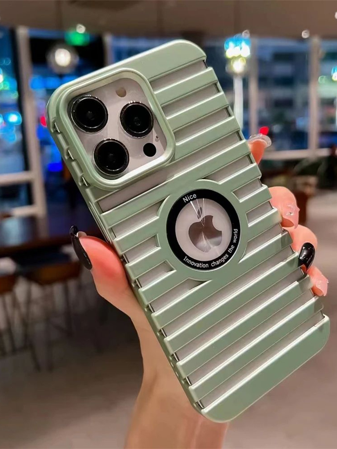 

Luxury Kase Solid Printed iPhone 13 Pro Back Case Mobile Accessories, Green