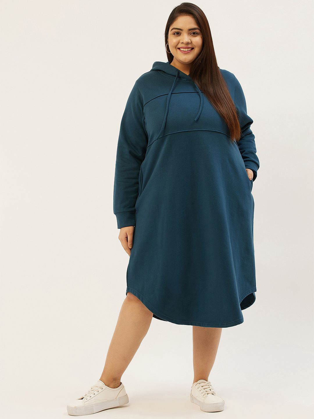 

theRebelinme Women Hooded Jumper Dress, Teal