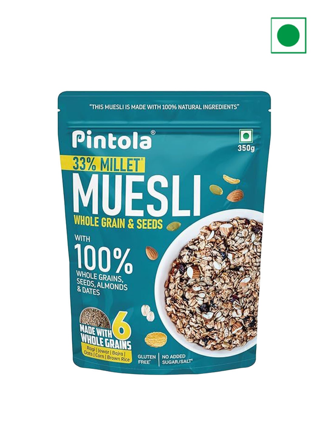 

Pintola Wholegrain & Seeds Muesli With Millet - 350 gms, Green