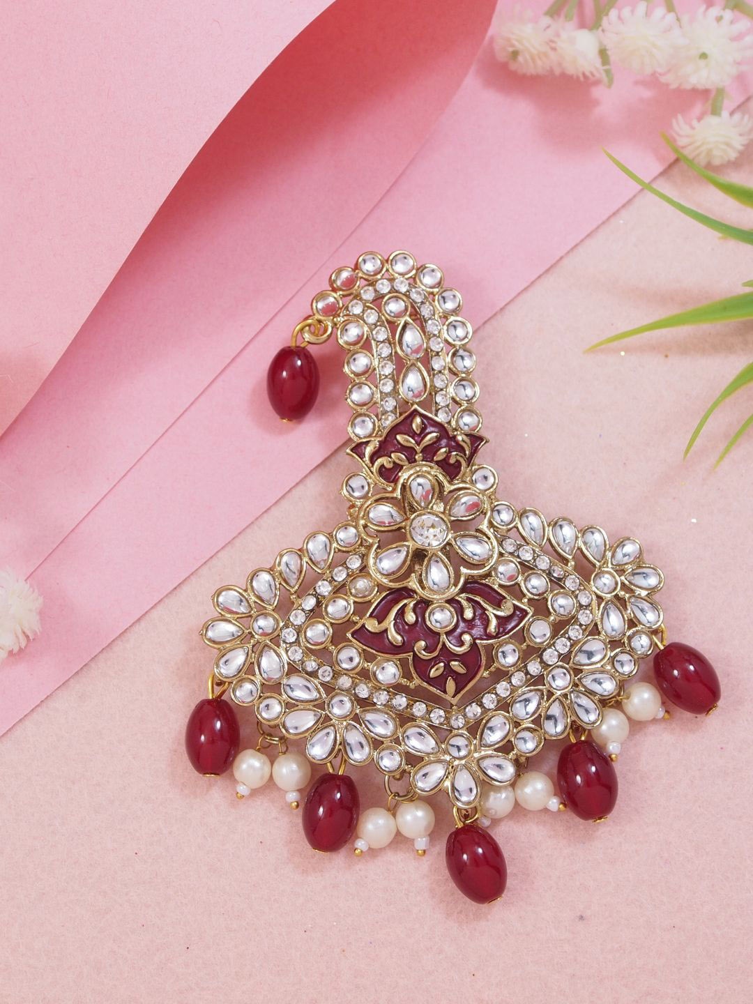 

I Jewels Gold Plated Kundan Studded Safa Kalangi Brooch