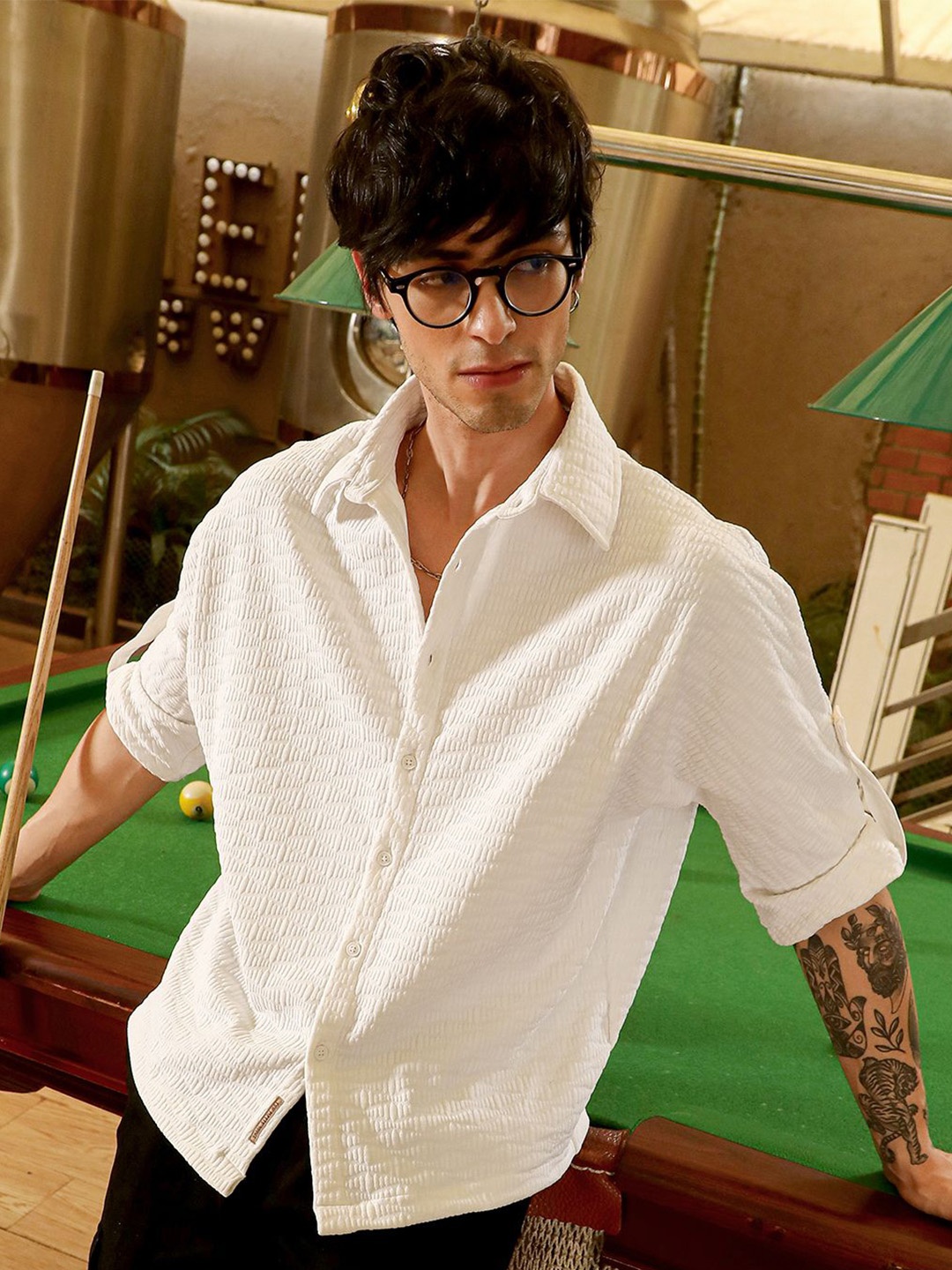

Campus Sutra Men Comfort Textured Casual Shirt, White