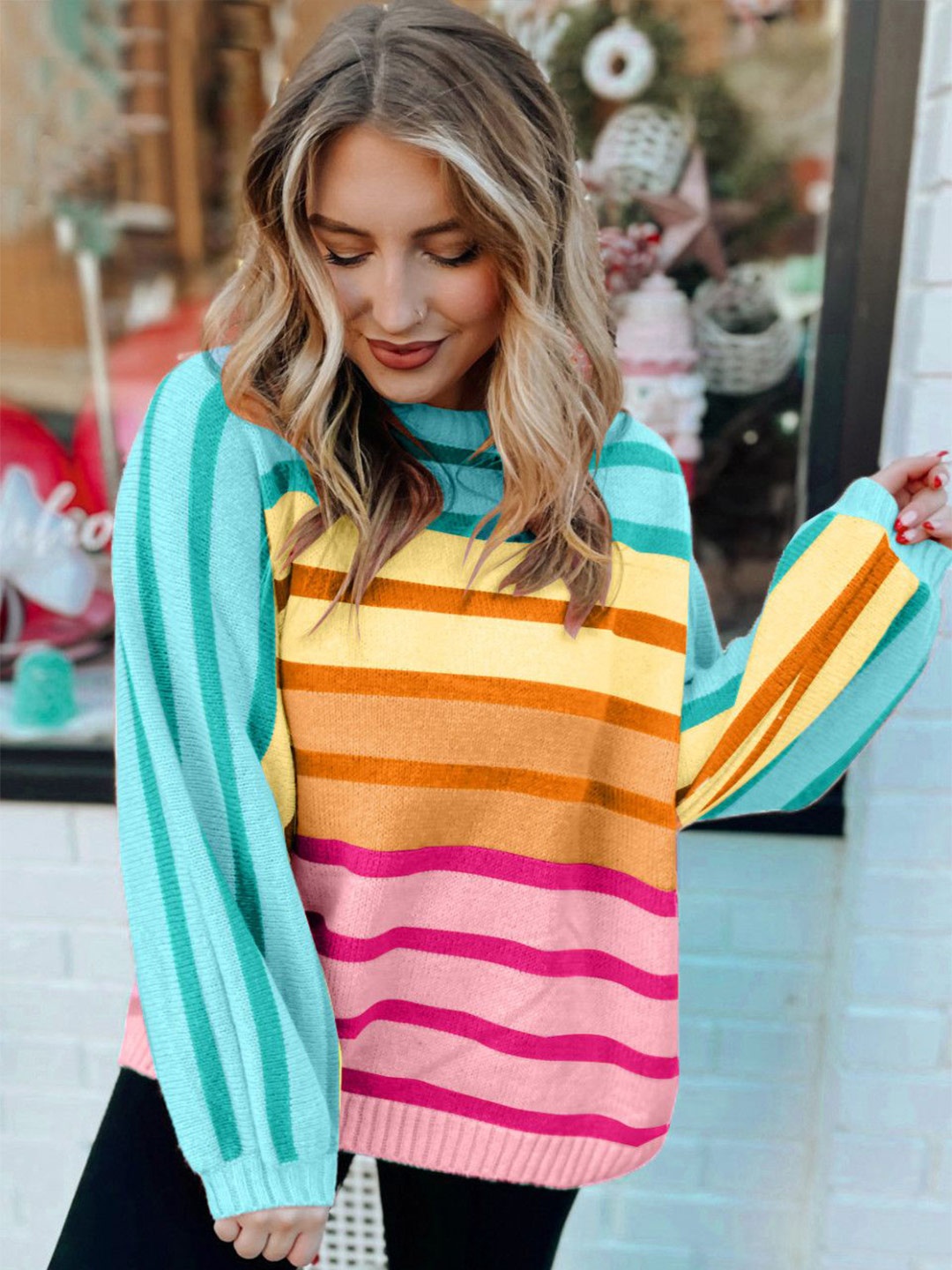 

StyleCast Women Striped Woollen Pullover, Blue