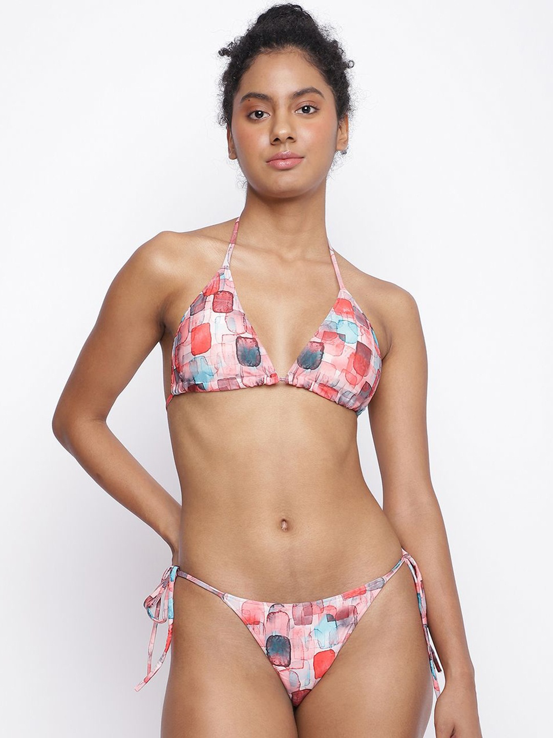 

La Intimo Women Printed Swim Bikini Briefs, Pink