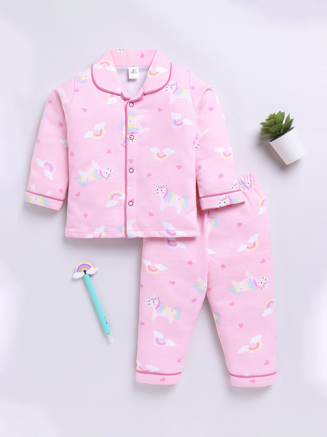 

Clt.s Kids Animal Printed Night suit, Pink