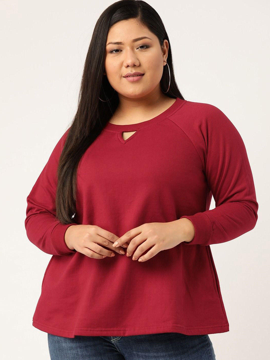 

theRebelinme Women Plus Size Pullover Sweatshirt, Maroon