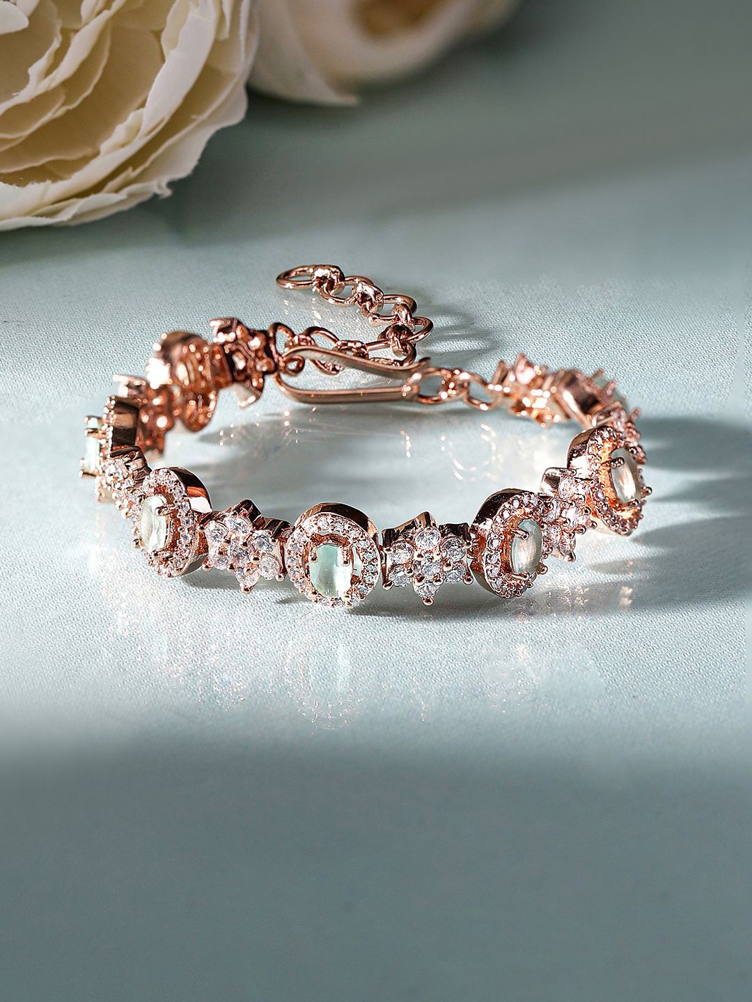 

Priyaasi Rose Gold-Plated American Diamond Studded Wraparound Bracelet