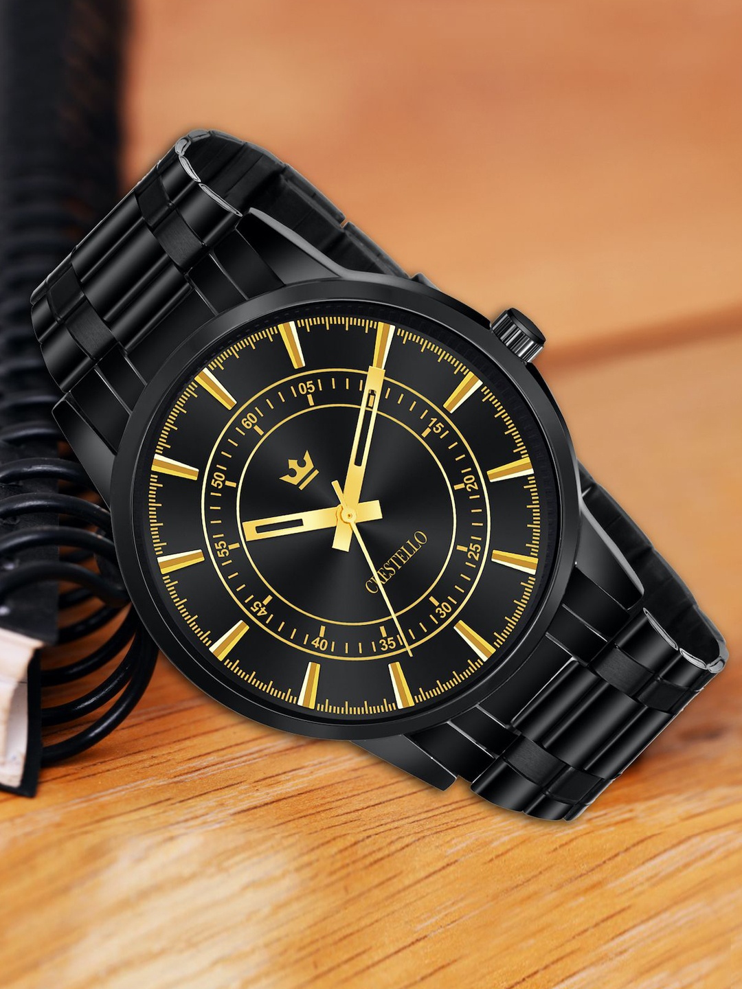 

CRESTELLO Men Dial & Straps Analogue Watch CR-BLK027-BLK-CH, Black