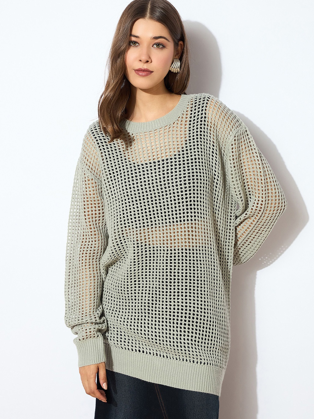 

SASSAFRAS Women Pullover Sweater, Grey