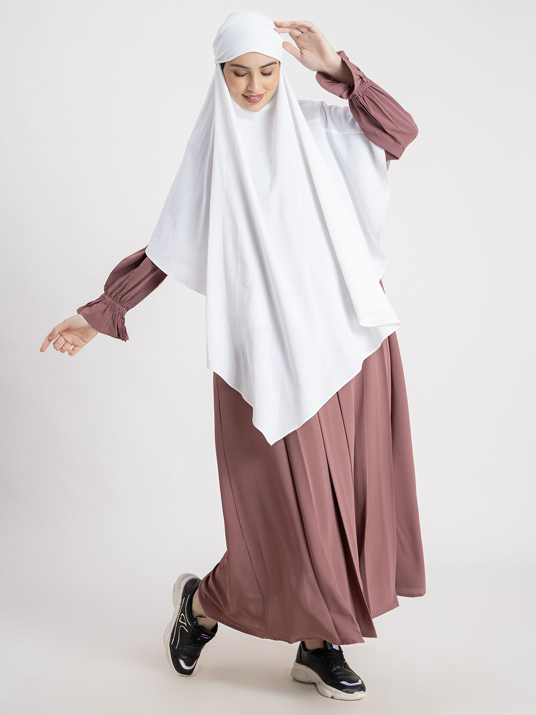 

SANASH Collections Round Neck Khimar Hijab Scarf, White