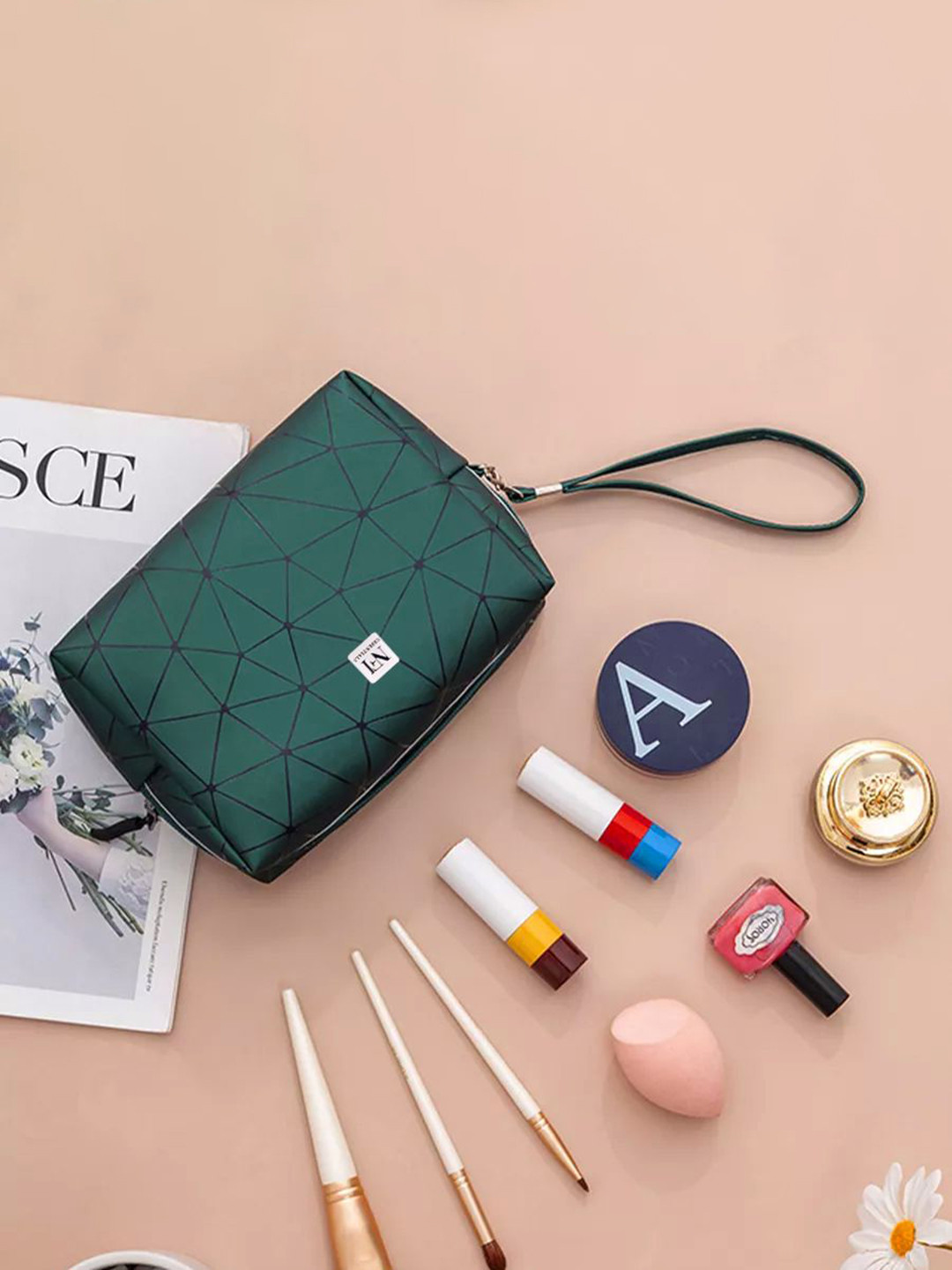 

NFI essentials Printed Cosmetic Makeup Pouch, Green