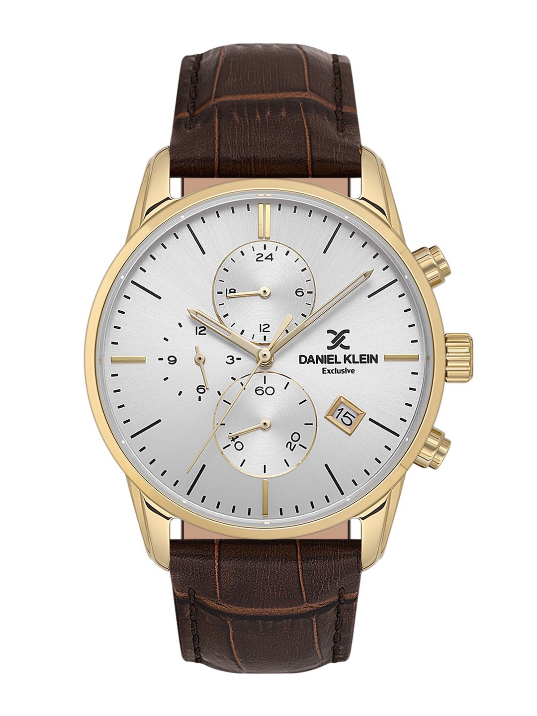 

Daniel Klein Men Embellished Dial & Leather Straps Analogue Watch DK.1.13834-4, Silver