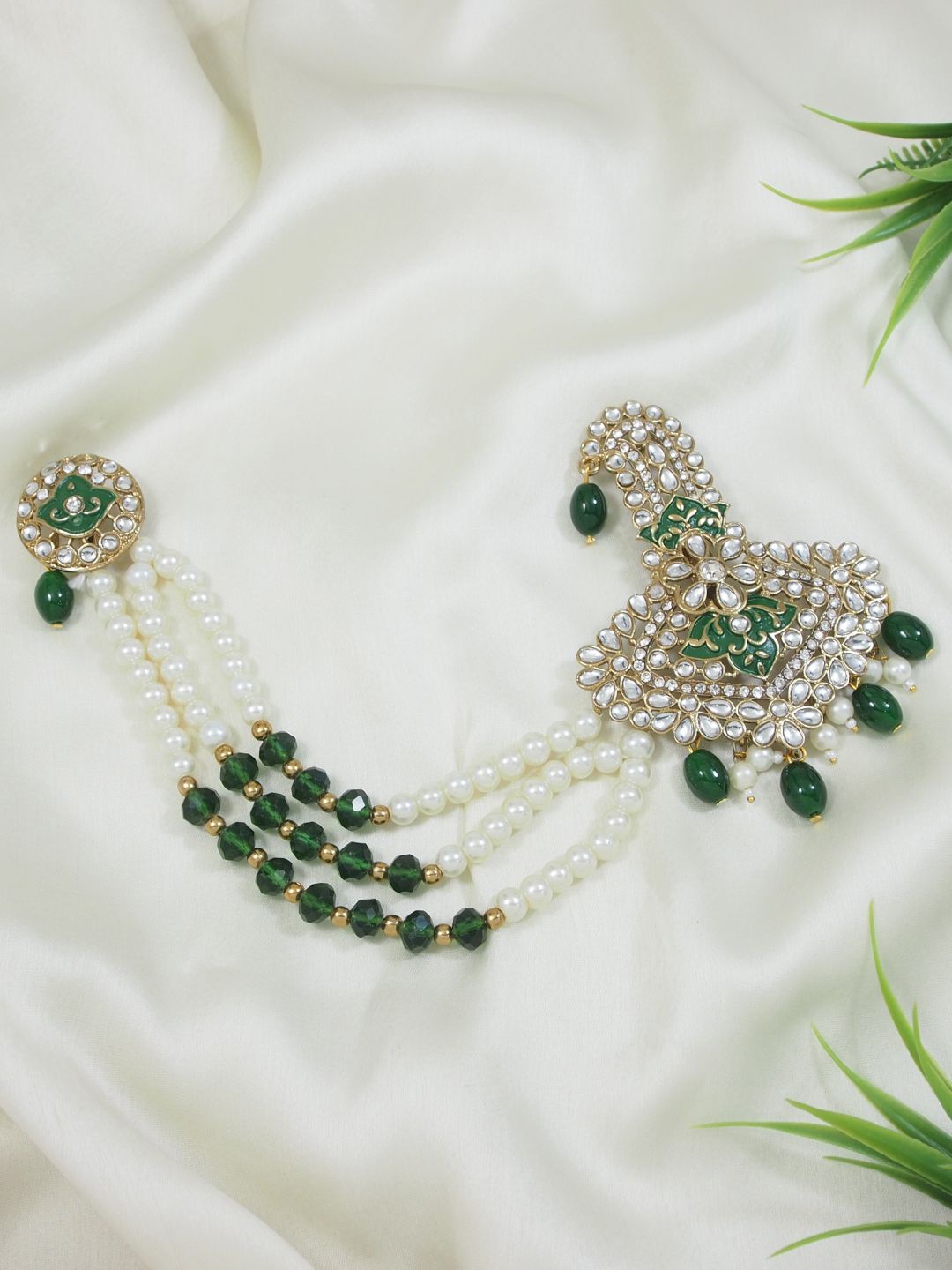 

I Jewels Gold-Plated Stones Studded Safa Kalangi Brooch