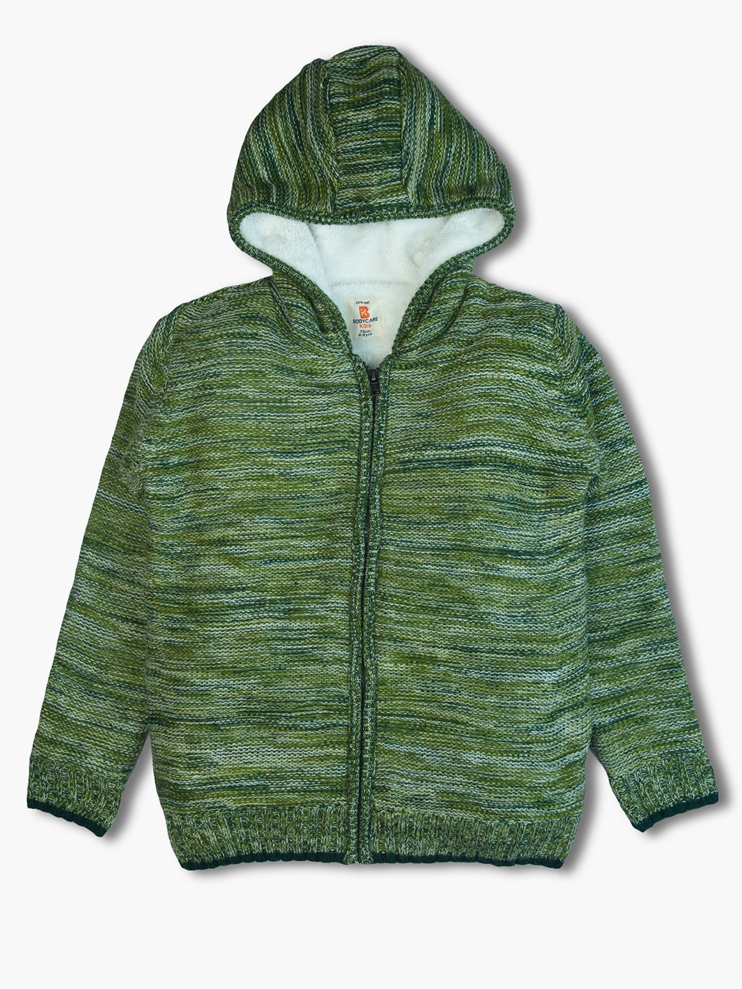 

Bodycare Boys Striped Woollen Hooded Long Sleeves Cardigan, Green