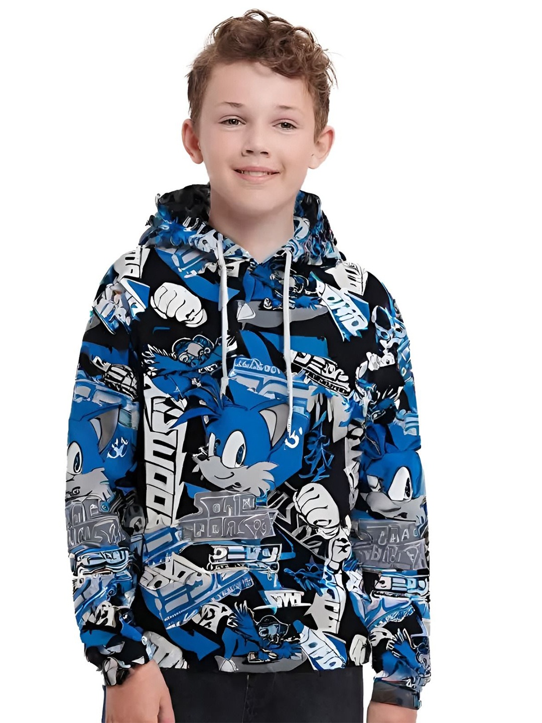 

BAESD Boys Printed Long Sleeves Hooded Sweatshirt, Blue