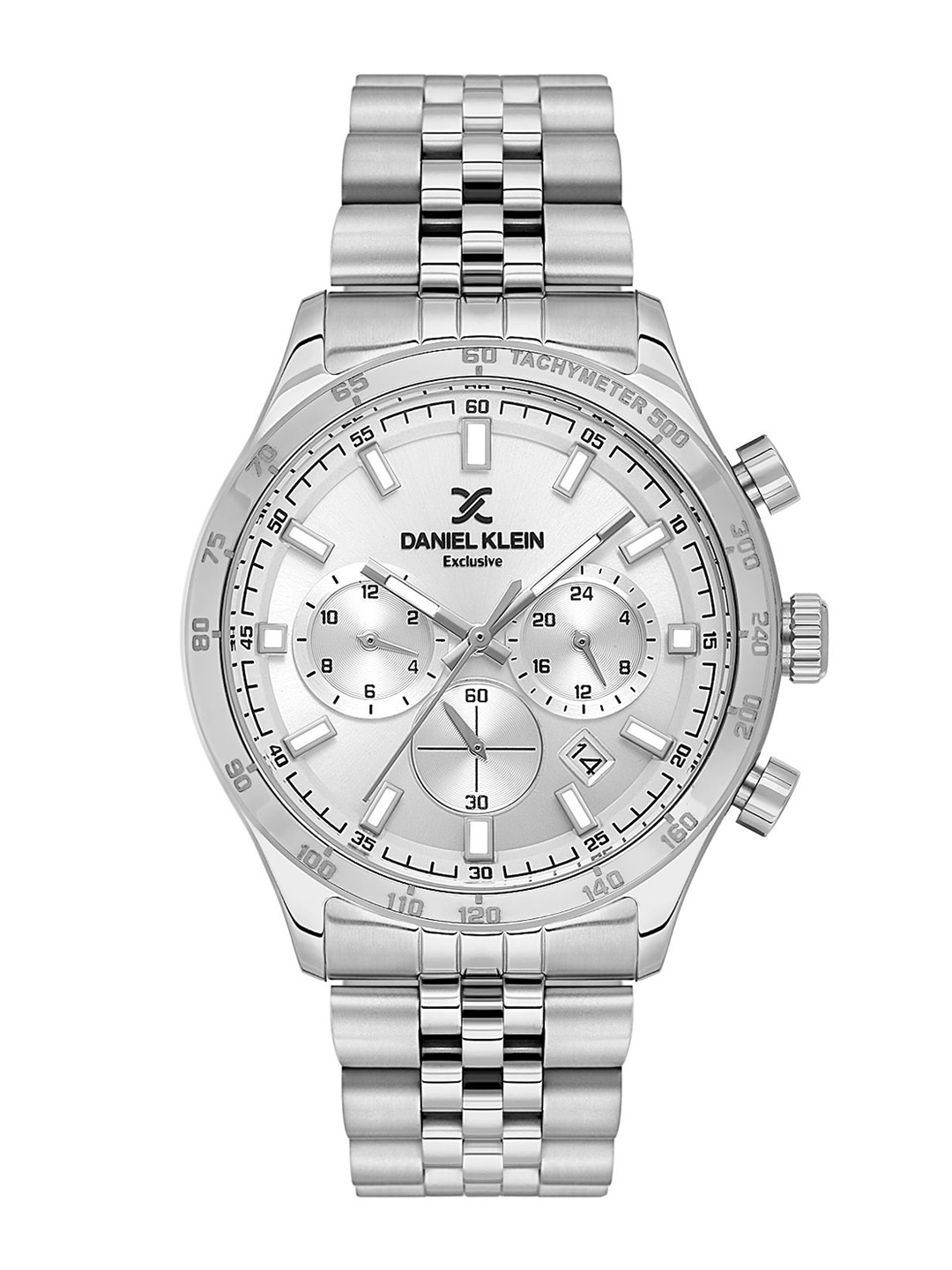

Daniel Klein Men Embellished Dial & Bracelet Style Straps Analogue Watch DK.1.13851-1, Silver