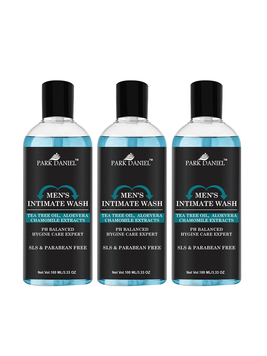 

Park Daniel Set Of 3 Men's Intimate Wash- 100 ml Each, Blue