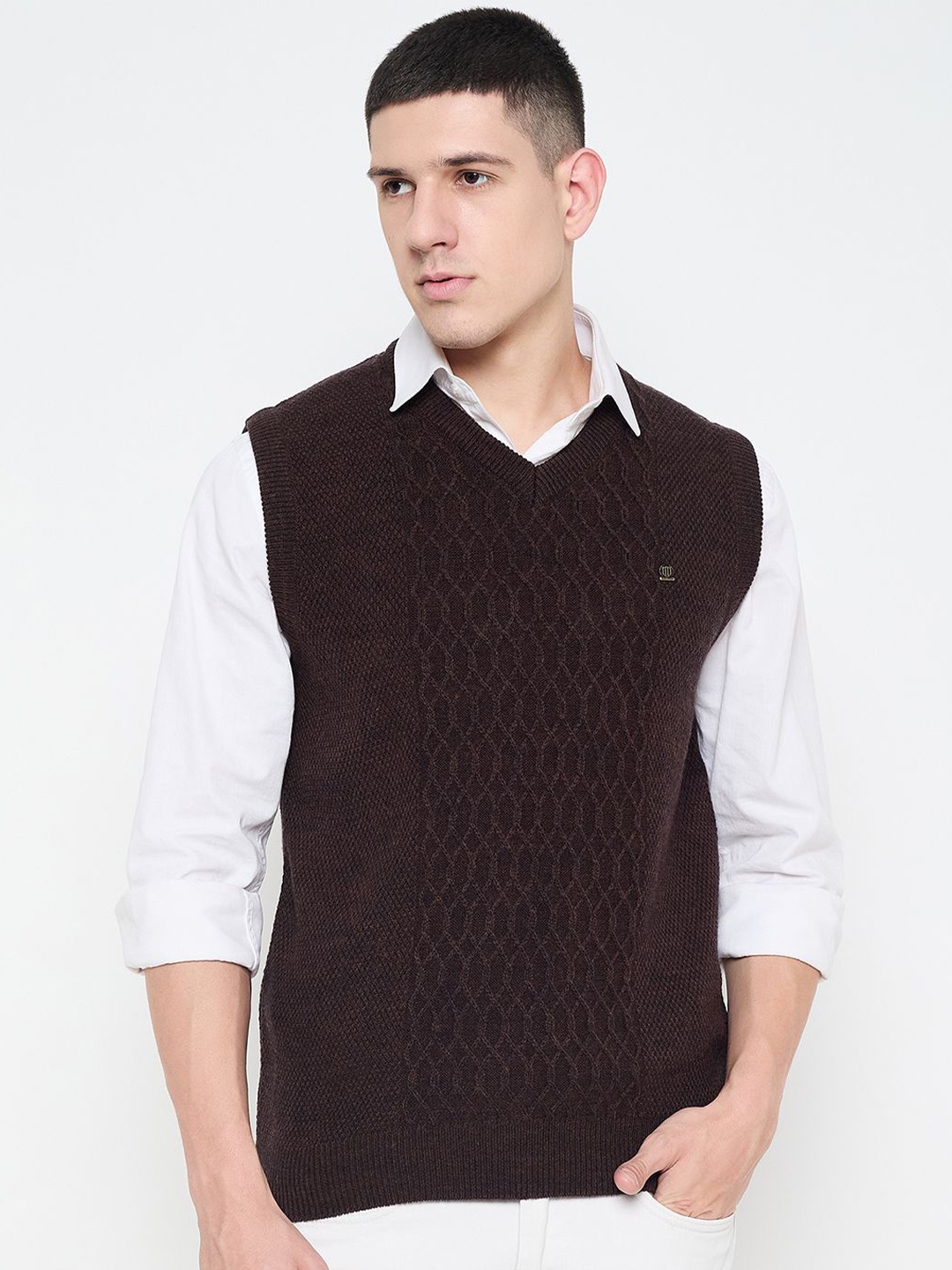 

Duke Men Cable Knit Sweater Vest, Brown