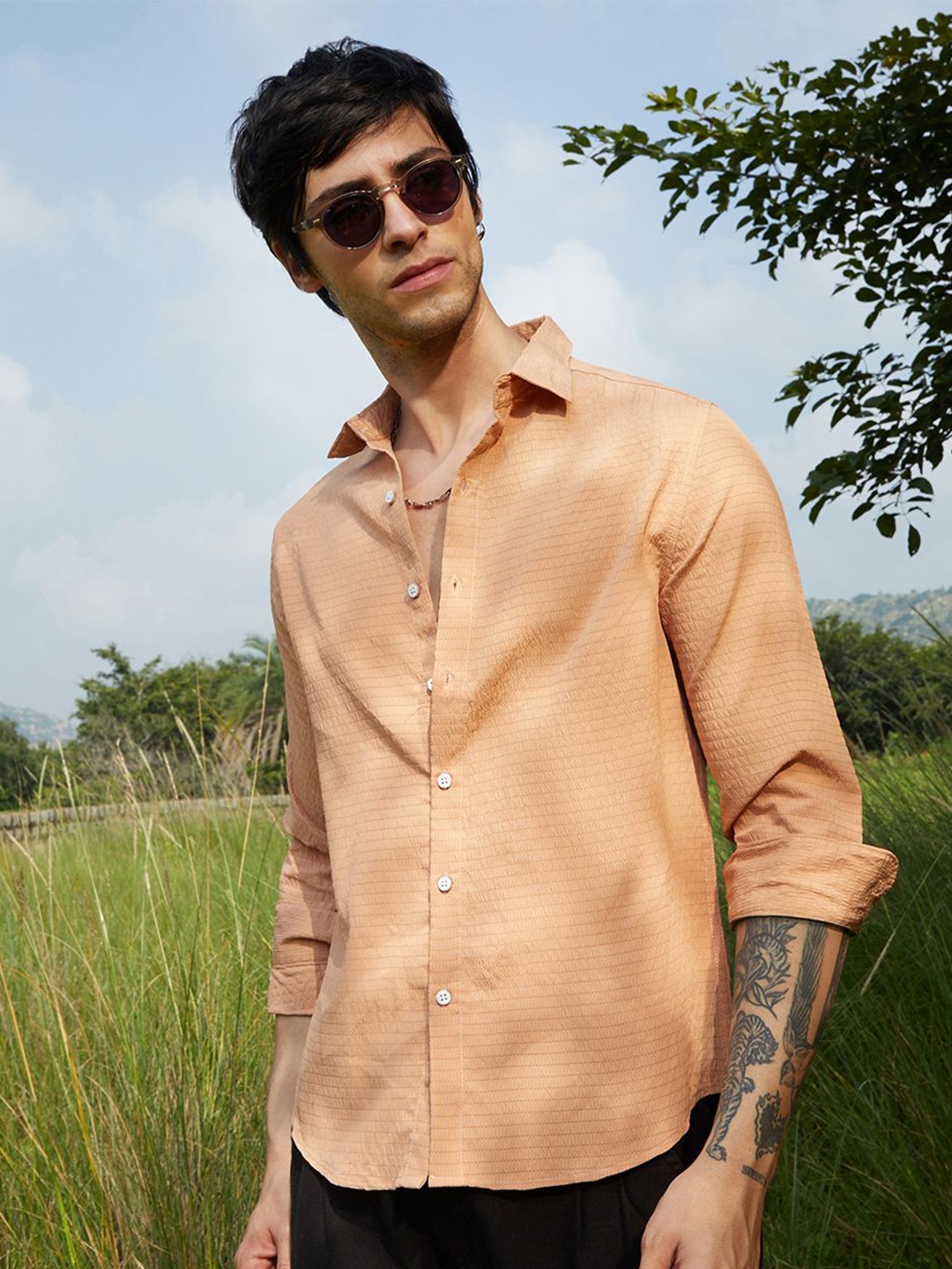 

Campus Sutra Men Comfort Casual Shirt, Orange