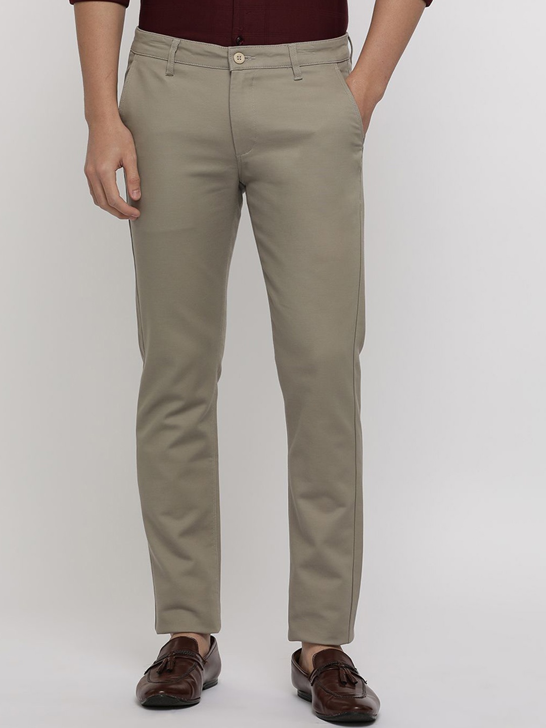 

Crocodile Men Urban Slim Fit Cotton Regular Trousers, Brown