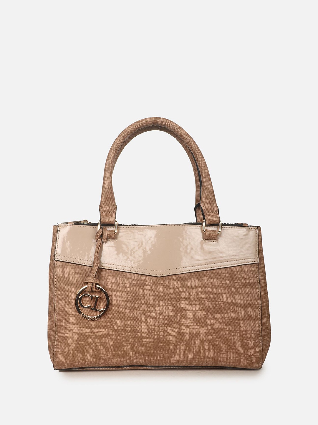 

Carlton London Textured Structured Handheld Bag, Tan