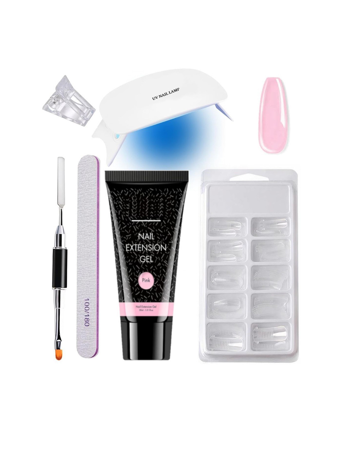 

NANCY AJRAM Set Of 6 In 1 Nail Extension Kit With Builder Gel & Nail Art Set, White