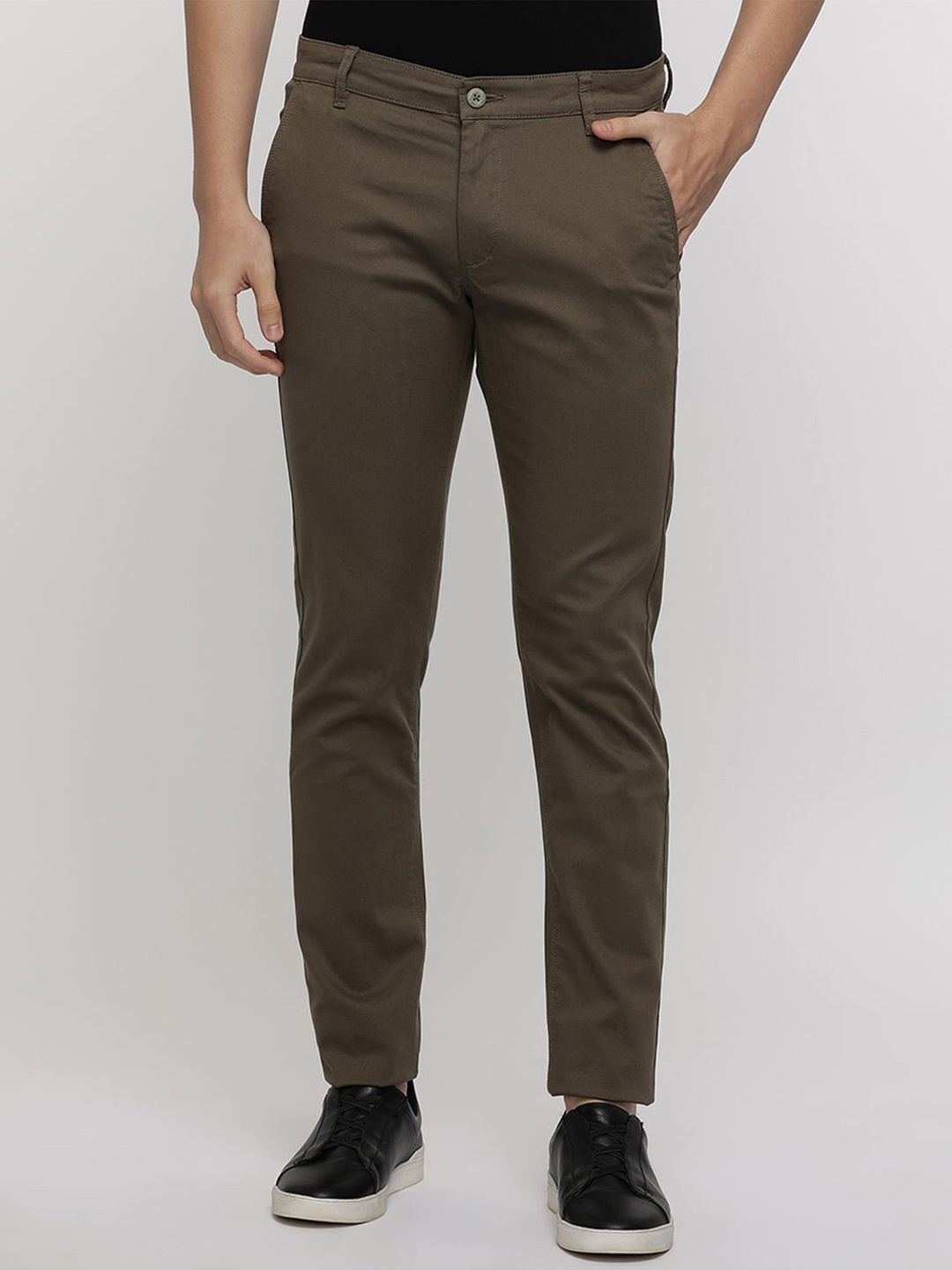 

Crocodile Men Urban Slim Cotton Slim Fit Regular Trousers, Brown