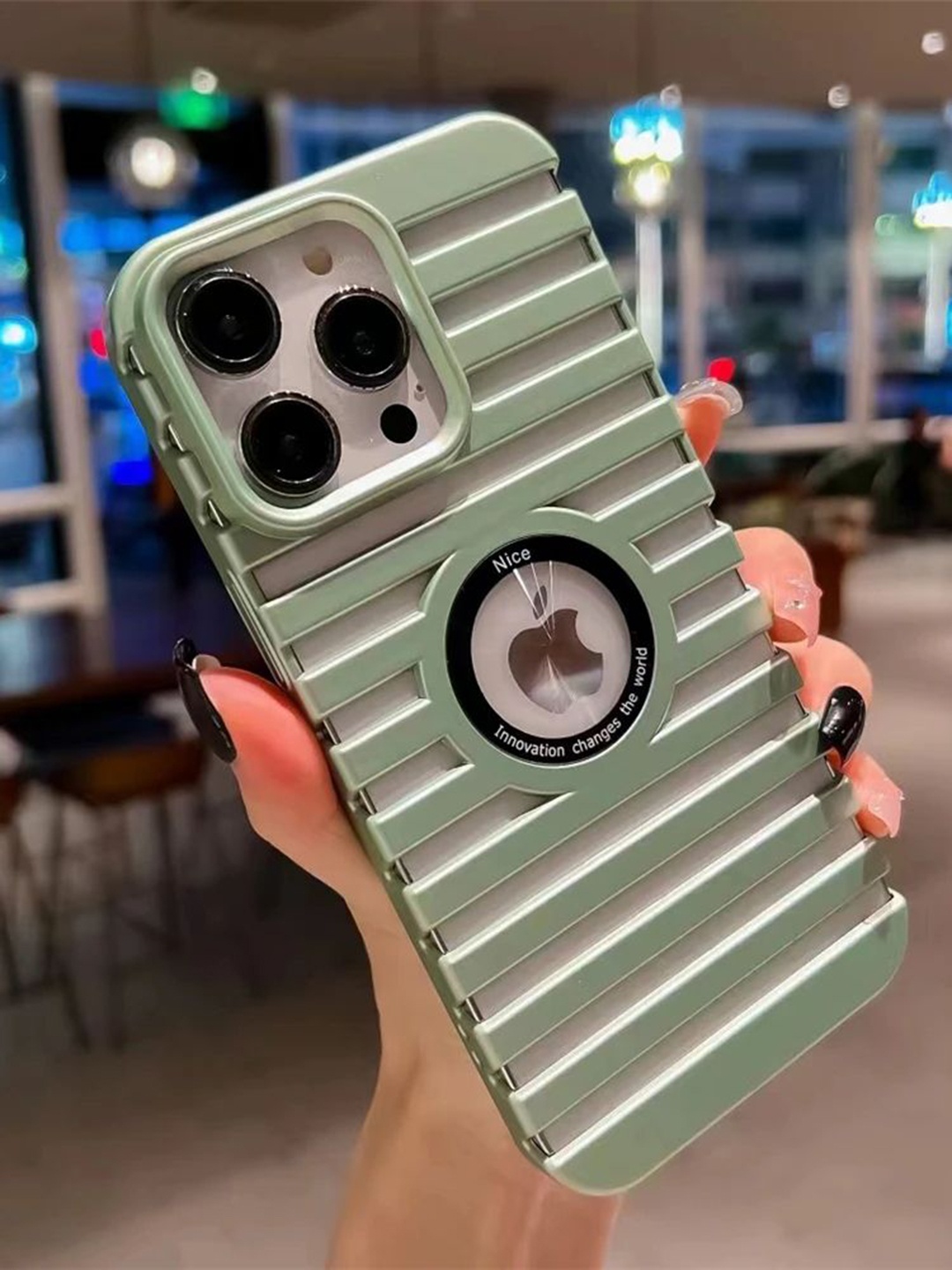 

Luxury Kase Solid Printed iPhone 14 Pro Back Case Mobile Accessories, Green