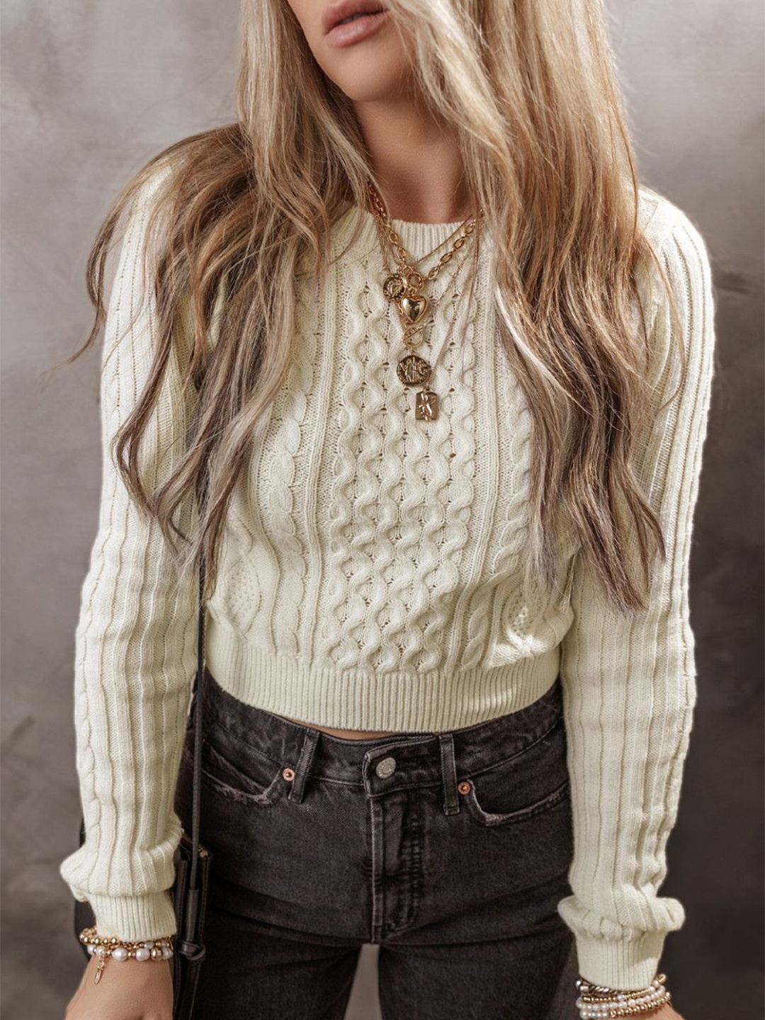 

StyleCast Women Cable Knit Pullover, Off white